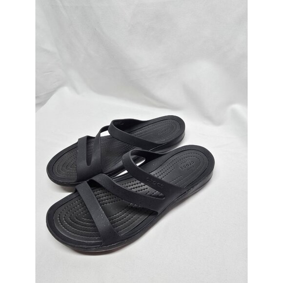 Crocs Swift water Seasonal Sandal Slide Lightweight All Black Size 8 - Picture 2 of 15